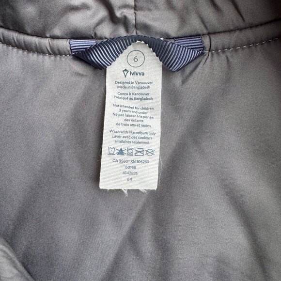 IVIVVA Lululemon Reversible Quilted Vest Girls 6 Teal Gray Snap Pockets - Picture 11 of 12